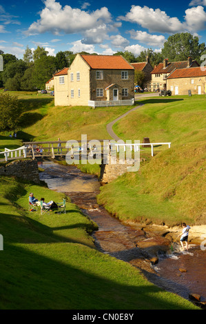 Traditionelle Steinhäuser Hutton-Le-Hole, North Yorks Moors Nationalpark, Yorkshire, England Stockfoto