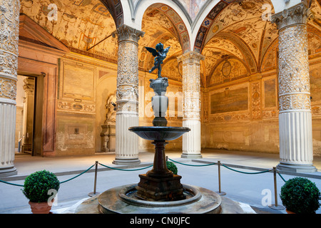 Europa, Italien, Florenz, Hof im Palazzo Vecchio, UNESCO-Weltkulturerbe, Stockfoto