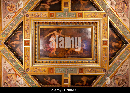 Florenz, Deckenplatte im Palazzo Vecchio, UNESCO-Weltkulturerbe, Stockfoto