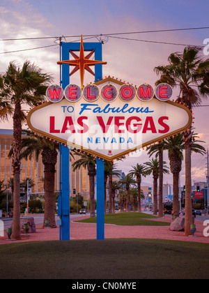 Willkommen Sie bei Fabulous Las Vegas Sign Paradies Stockfoto