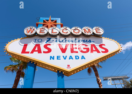Willkommen Sie bei Fabulous Las Vegas Sign Paradies Stockfoto