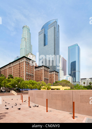 Skyline von Los Angeles, Pershing Square Stockfoto