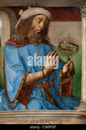 Ptolemaios - Claudius Ptolemaeus 90 –168 Mathematiker Geograph Urbino Gemälde 1474 Justus van Gent und Pedro Berruguete Stockfoto