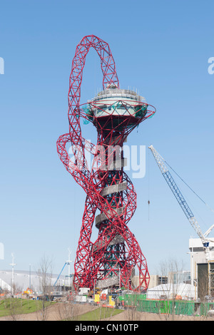 Arcelor Mittal Orbital von Anish Kapoor im Bau, Olympiapark, London 2012 UK Stockfoto