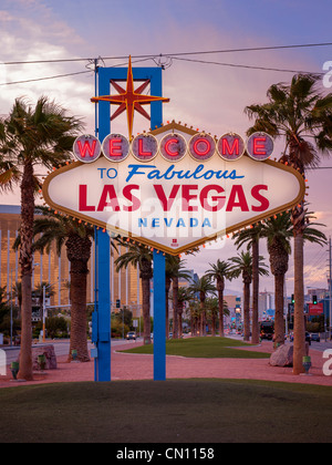 Willkommen Sie bei Fabulous Las Vegas Sign Paradies Stockfoto