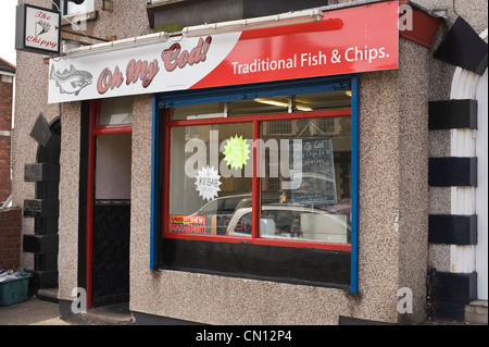 Außenseite des OH MY COD traditionellen Fish &amp; Chips-Shop in Newport South Wales UK Stockfoto