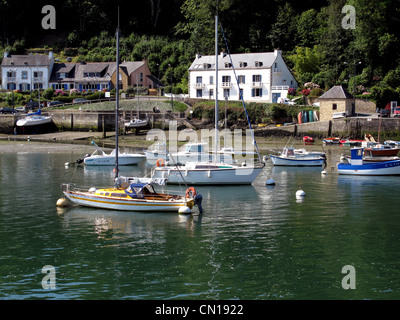 MOELAN-Sur-Mer, Belon Hafen, Belon River, Finistere, Bretagne, Bretagne, Frankreich Stockfoto