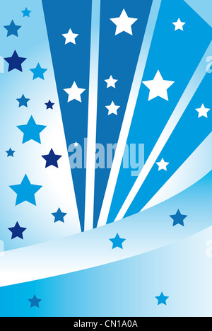 Vektor-Illustration abstrakter blauer Hintergrund mit weißen Sternen. Stockfoto