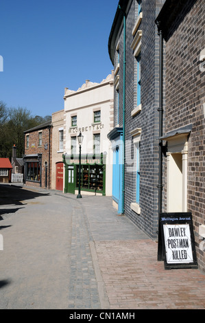 Eine leere Straße Szene bei Blist Hills Victorian Town, Teil der Ironbridge Gorge Museen Gruppe. Stockfoto