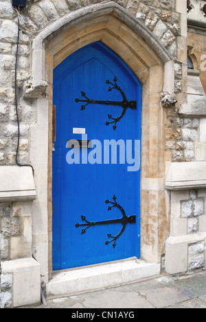 Blue London Church Door Stockfoto