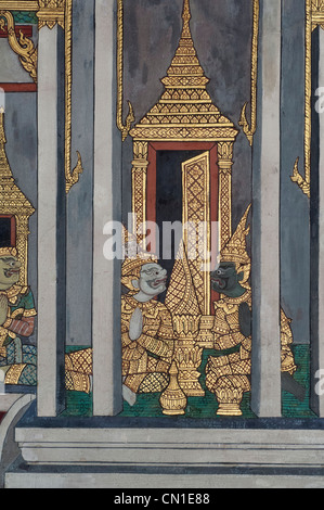 Thailand, Bangkok. Das Grand Palace, im Jahr 1782 gegründet. die Galerien der königlichen Kloster. Stockfoto