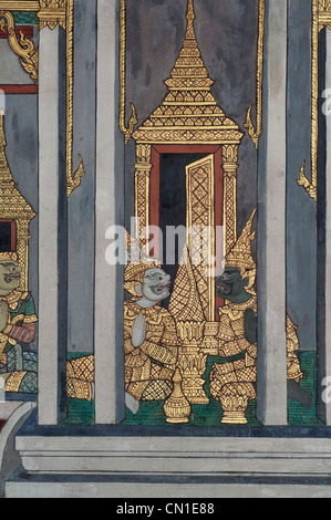 Thailand, Bangkok. Der Grand Palace, im Jahre 1782 gegründet. Die Galerien des königlichen Klosters. Stockfoto