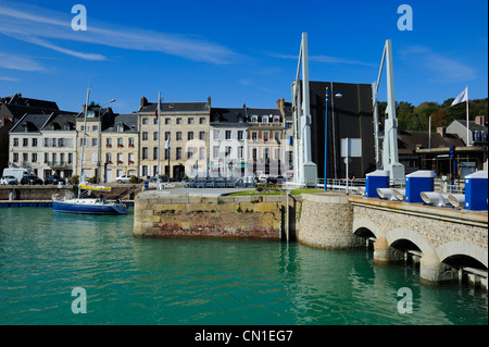 Frankreich, Seine Maritime Saint Valery En Caux, vertikale Hubbrücke Stockfoto