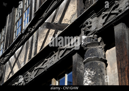 Frankreich, Seine Maritime, Rouen, Aitre Saint-Maclou, ehemalige Beinhaus erbaut während der Pest 1348 (Pest) das schützt Stockfoto