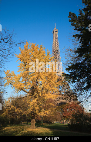 Frankreich, Paris, dem Parc du Champ de Mars und dem Eiffelturm Stockfoto