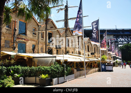 Gartenrestaurants, Campbells Cove, Rocks, Sydney Harbour, Sydney, New South Wales, Australien Stockfoto