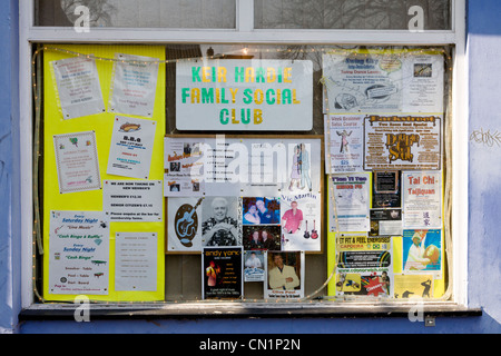 Keir Hardie Halle arbeiten Mens club Fenster in St Gregory Alley, Norwich, Norfolk, Großbritannien. Stockfoto