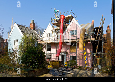 Bauen und renovieren in Norwich Cathedral Close, Norfolk, Großbritannien durchgeführten Arbeiten. Stockfoto