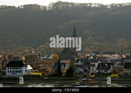 Spay, eine kleine Stadt in der UNESCO aufgeführt "Oberes Mittelrheintal", Deutschland. Stockfoto