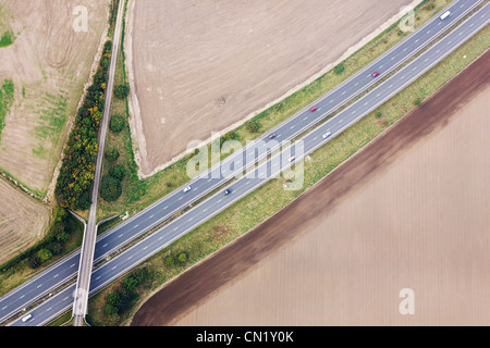 Luftaufnahme von Autobahn, UK Stockfoto