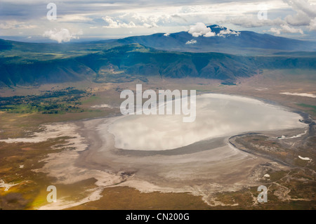 Ngorongoro Crater Lake Magadi, Luftaufnahme, Region Arusha, Tansania Stockfoto