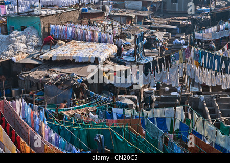 Mahalaxmi Dhobi Ghat Outdoor Wäsche Mumbai Bombay Indien Stockfoto