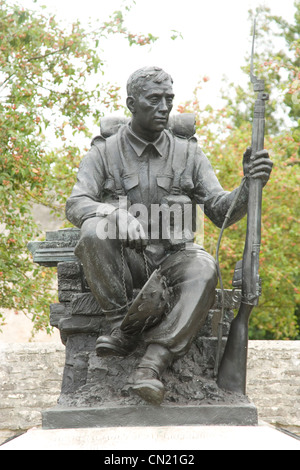 Denkmal für die grüne Howards in Crepon Erinnerung an die Kämpfe am D-Day in der Normandie Stockfoto