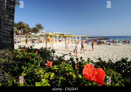 Anfi Del Mar Resort, Strand-Volleyball, Gran Canaria, Kanarische Inseln Stockfoto