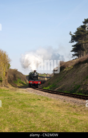 Dampf zum nahenden Watchet Bahnhof in somerset Stockfoto