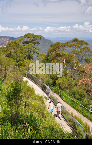 Wanderweg vom Echo Point Lookout, das Jamison Valley, Blue Mountains, New South Wales, Australien Stockfoto