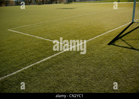 Linie Markierungen am Fußballplatz Stockfoto