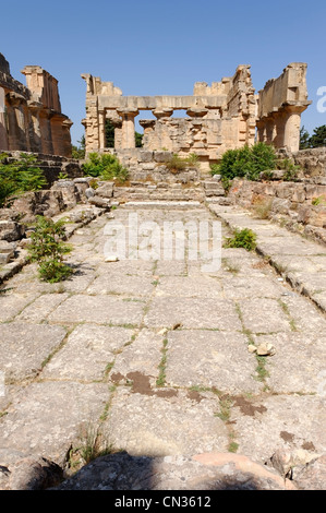 Cyrene. Libyen. Blick auf den inneren Tempel des Zeus und der Plattform, die die kolossale unterstützt sitzende Statue des Zeus Stockfoto