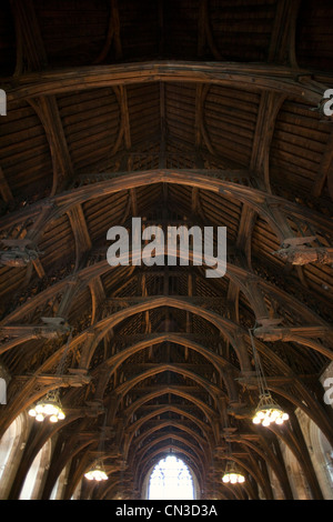 England, London, Palace of Westminster, Hammer-Beam Dach der Westminster Hall Stockfoto