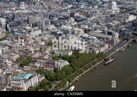 Luftaufnahme des inneren Tempelgärten und Temple Place, London WC2 Stockfoto