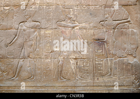 Relief Schnitzerei im Luxor-Tempel, Luxor, Ägypten Stockfoto