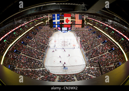 Kanada, Provinz Quebec, Montreal, die Leidenschaft des Eishockey, Bell Centre Sportkomplex, Montréal Canadiens Spiel, allgemeine Ansicht Stockfoto