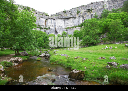 Malham Beck Stream, Malham Cove, North Yorkshire, Yorkshire Dales National Park, England, Vereinigtes Königreich Stockfoto