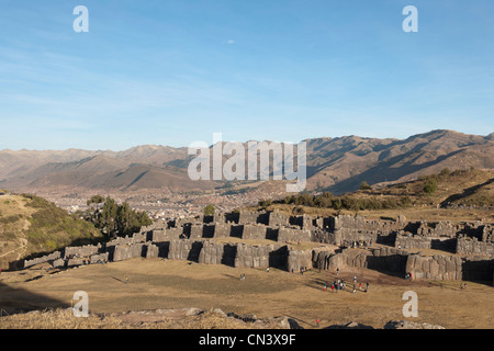 Provinz von Cuzco, Peru, Cuzco, aufgeführt als Weltkulturerbe der UNESCO, Sacsayhuaman, Inka Komplex gebaut von Pachacutec in der Stockfoto