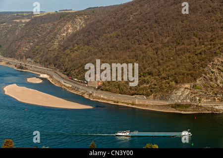 Ansicht der UNESCO aufgeführt Rheinschlucht von oben Oberwesel, Rheinland-Pfalz, Deutschland. Stockfoto