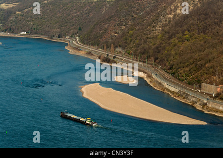 Ansicht der UNESCO aufgeführt Rheinschlucht von oben Oberwesel, Rheinland-Pfalz, Deutschland. Stockfoto