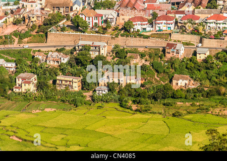 Die Stadt des Hochlandes von Fianarantsoa, Madagaskar Stockfoto