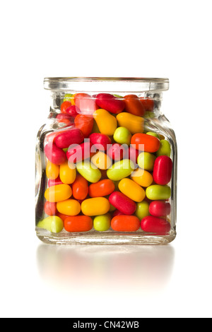 bunte Bonbons im Glas Stockfoto