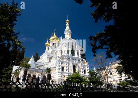 Ukraine, Krim, Jalta, orthodoxe Kathedrale St. Alexander Nevski Stockfoto