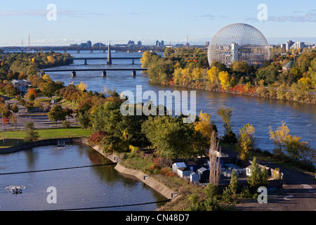 Kanada, Provinz Quebec, Montreal, Île Notre-Dame und Ile Sainte Helene jeder Seite des St. Lawrence River, der Biosphäre, die Stockfoto