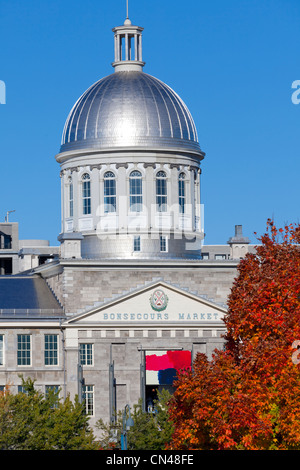 Kanada, Provinz Quebec, Montreal, Old Montreal, Alter Hafen, Notre Dame de Bonsecours Chapel, Herbst Blatt Farben Stockfoto
