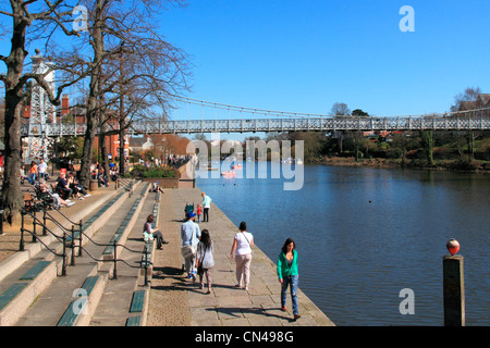 England Cheshire Chester River Dee & Hängebrücke Stockfoto