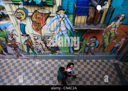 Argentinien, Buenos Aires, La Boca District, Wandbild auf Magallanes Straße in der Nähe von Caminito Straße Stockfoto