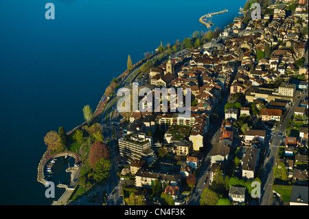 Frankreich, Haute Savoie, Le Chablais, Genfer See, Evian-Les Bains, das Casino, Palais Lumiere und der Notre-Dame-de Stockfoto