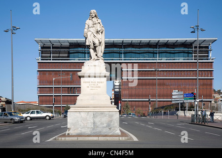 Frankreich, Haute Garonne, Toulouse, Pierre Paul Riquet Statue vor José Cabanis Media-Bibliothek Stockfoto