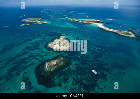 Frankreich, Finistere, Archipel des Glenan (Glenan-Archipel) (Luftbild) Stockfoto